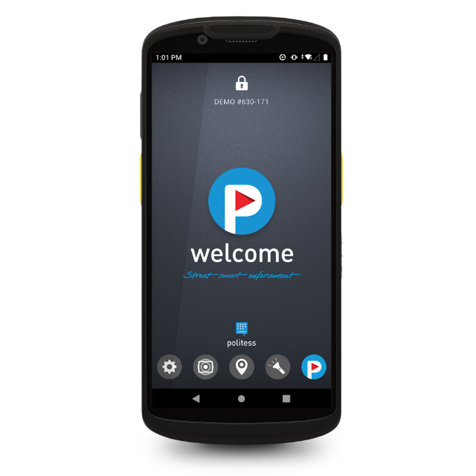 Zebra TC58 mobile device with Politess Welcome home screen
