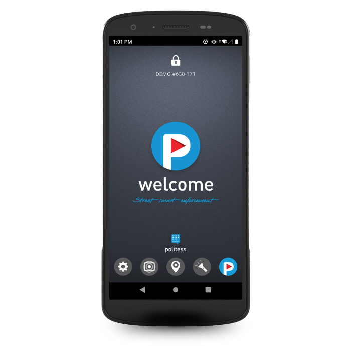 Zebra TC27 mobile device with Politess Welcome home screen